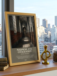 Madness and Civilization bookish print framed by window – literary home decor