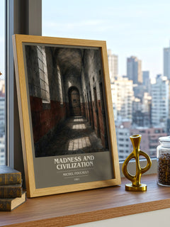 Madness and Civilization book cover print framed by window – literary home decor