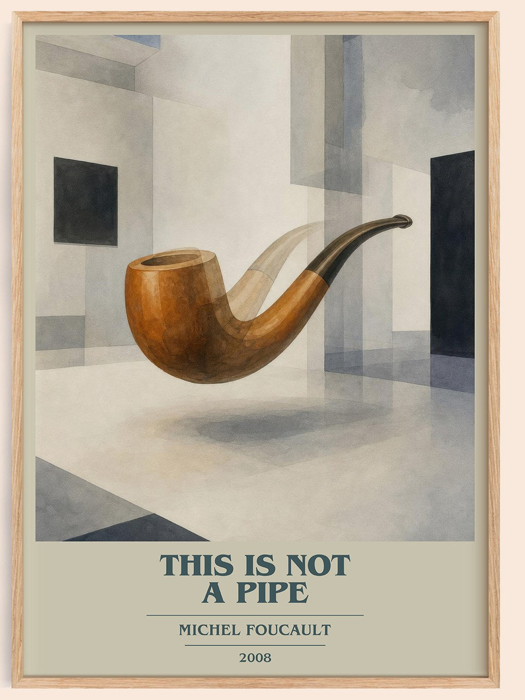 This Is Not a Pipe book cover book poster by Michel Foucault – framed literary art print
