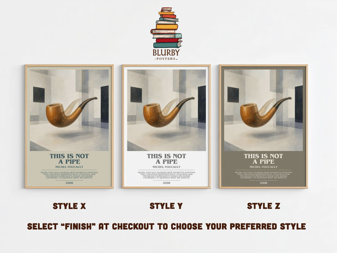 This Is Not a Pipe bookish print in frame leaning in hallway – philosophy wall art (mockup)