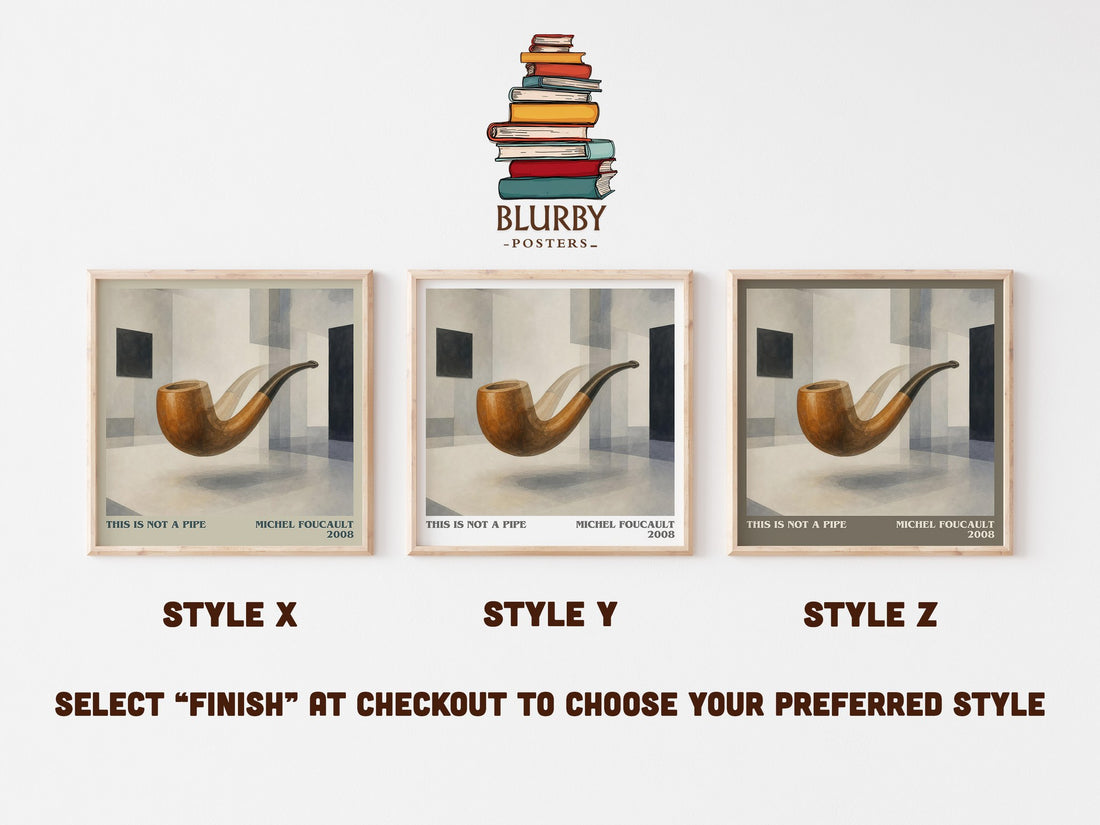This Is Not a Pipe literary print in frame leaning in hallway – philosophy wall art (mockup)
