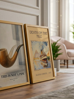 This Is Not a Pipe watercolour print framed by window – literary home decor