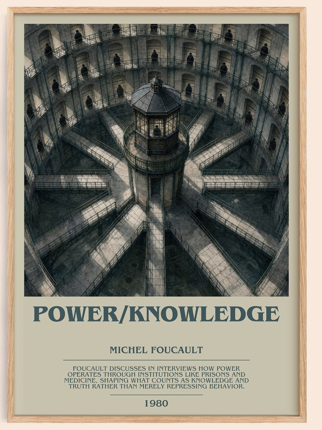 Power/knowledge bookish book poster by Michel Foucault – framed literary art print