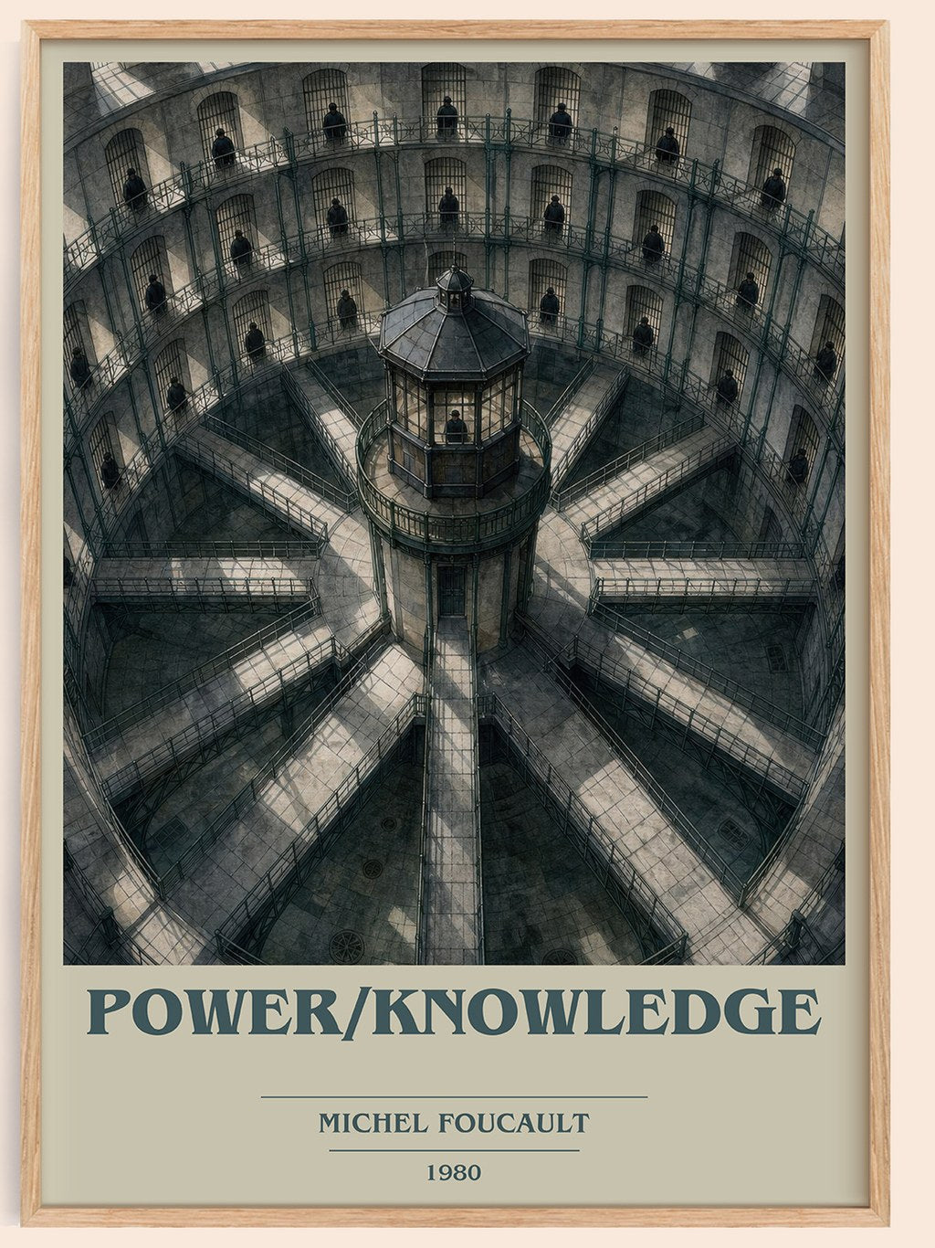 Power/knowledge book cover book poster by Michel Foucault – framed literary art print