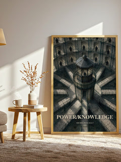 Power/knowledge watercolour print in frame leaning in hallway – philosophy wall art
