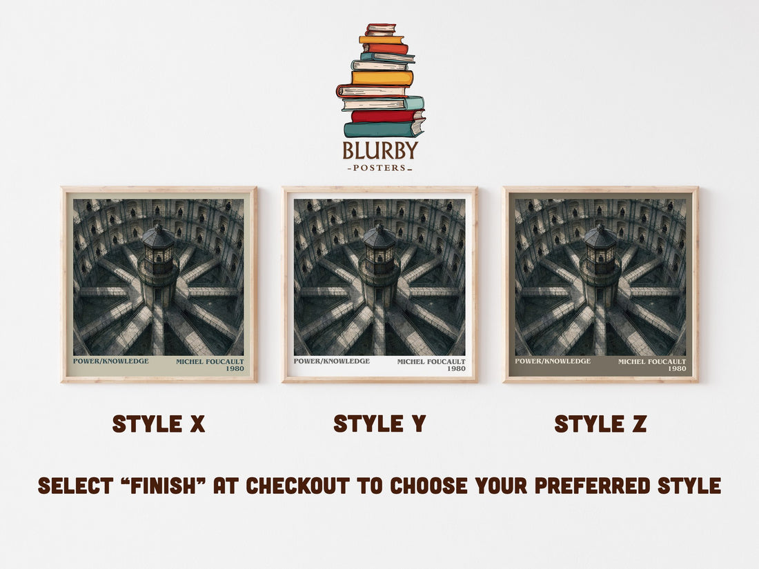 Power/knowledge literary print in frame leaning in hallway – philosophy wall art (mockup)