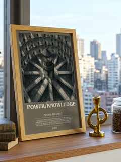 Power/knowledge bookish print framed by window – literary home decor
