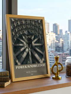 Power/knowledge book cover print framed by window – literary home decor