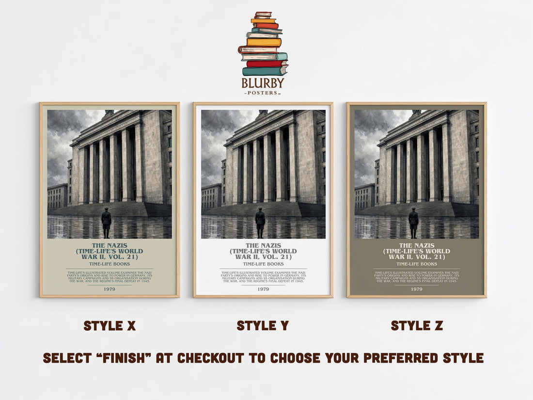 The Nazis (Time-Life's World War II, Vol. 21) bookish print in frame leaning in hallway – non fiction wall art (mockup)