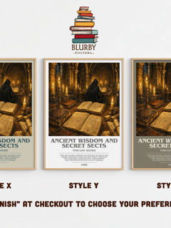 Ancient wisdom and secret sects bookish print in frame leaning in hallway – non fiction wall art