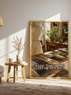 Basic Tailoring (Art of sewing) watercolour print in frame leaning in hallway – non fiction wall art