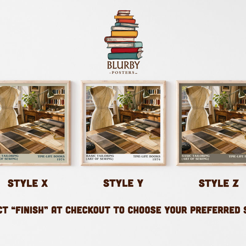 Basic Tailoring (Art of sewing) literary print in frame leaning in hallway – non fiction wall art