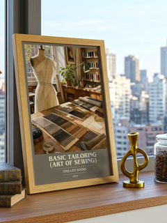 Basic Tailoring (Art of sewing) book cover print framed by window – literary home decor