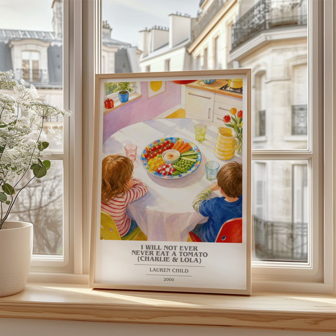 I Will Not Ever Never Eat a Tomato (Charlie & Lola) book cover poster colour and style options – Lauren Child book art