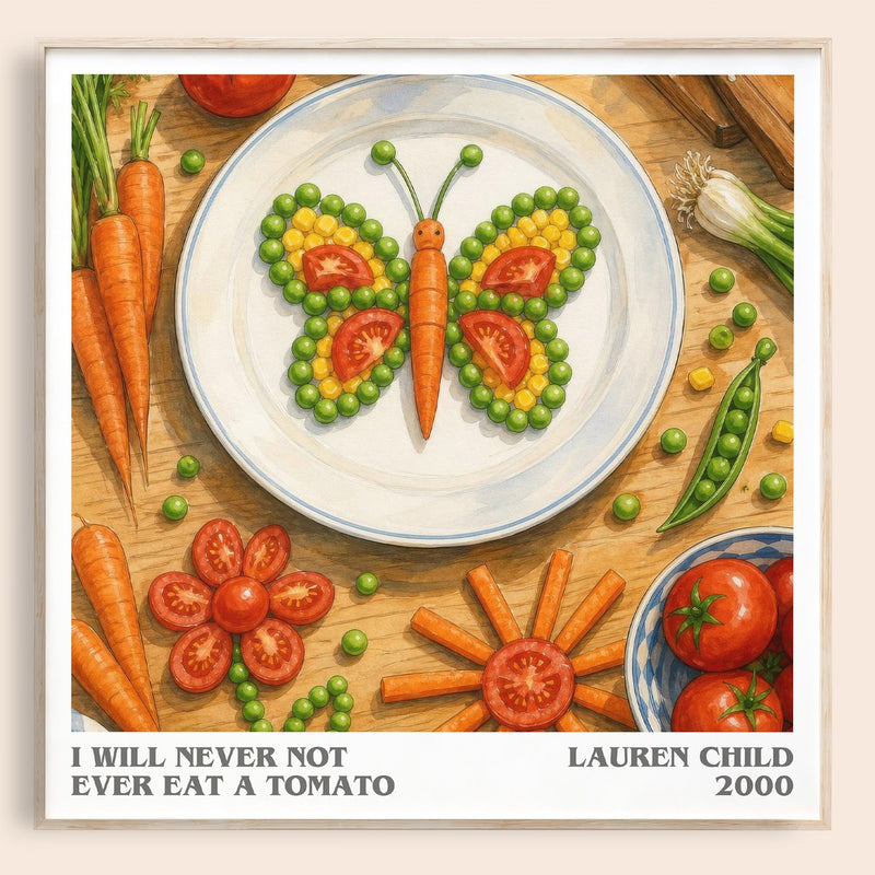 I will never not ever eat a tomato literary book poster by Lauren Child – framed literary art print