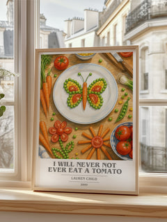 I will never not ever eat a tomato book cover poster colour and style options – Lauren Child book art
