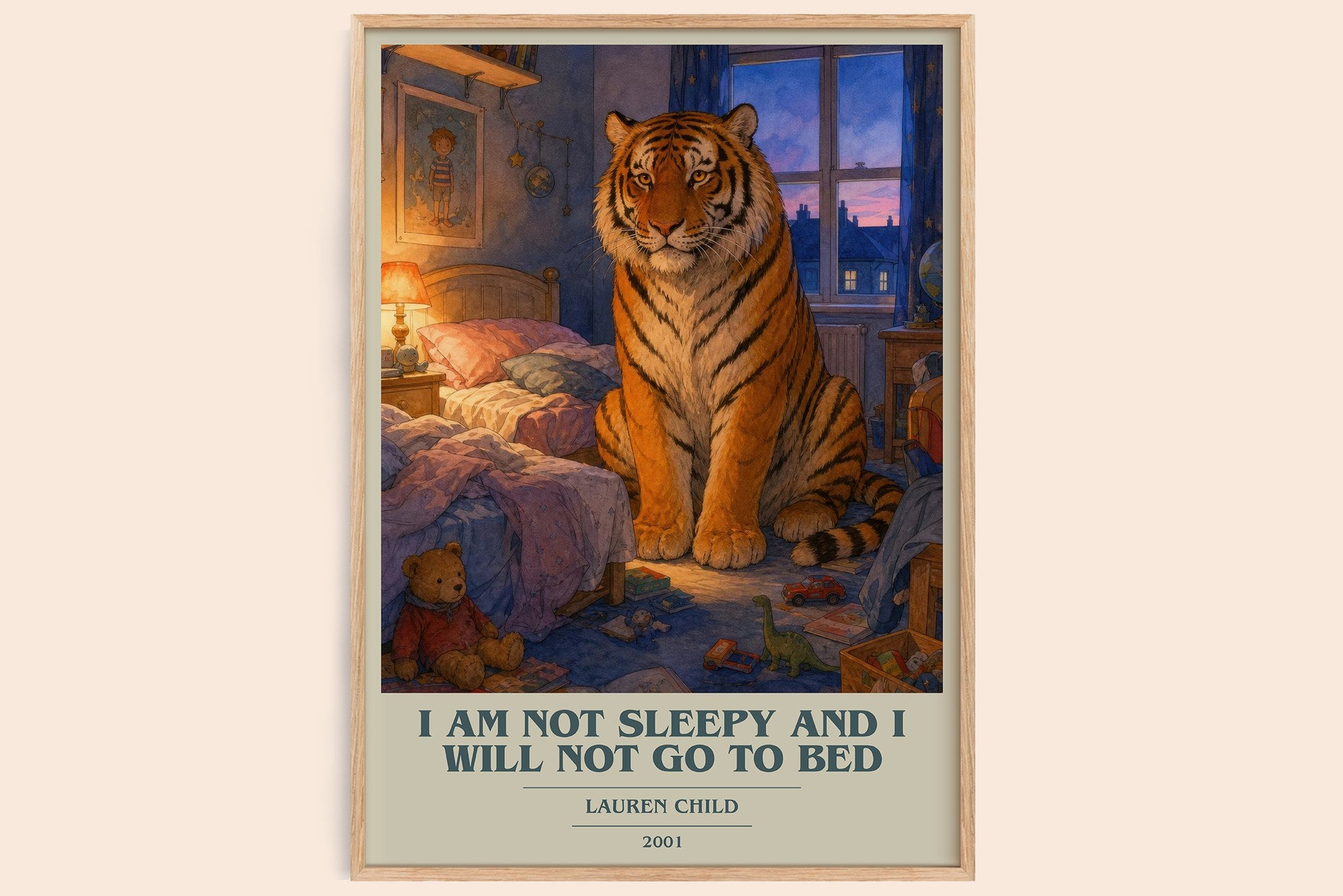 I Am Not Sleepy and I Will Not Go to Bed Book Cover Poster by L. Child