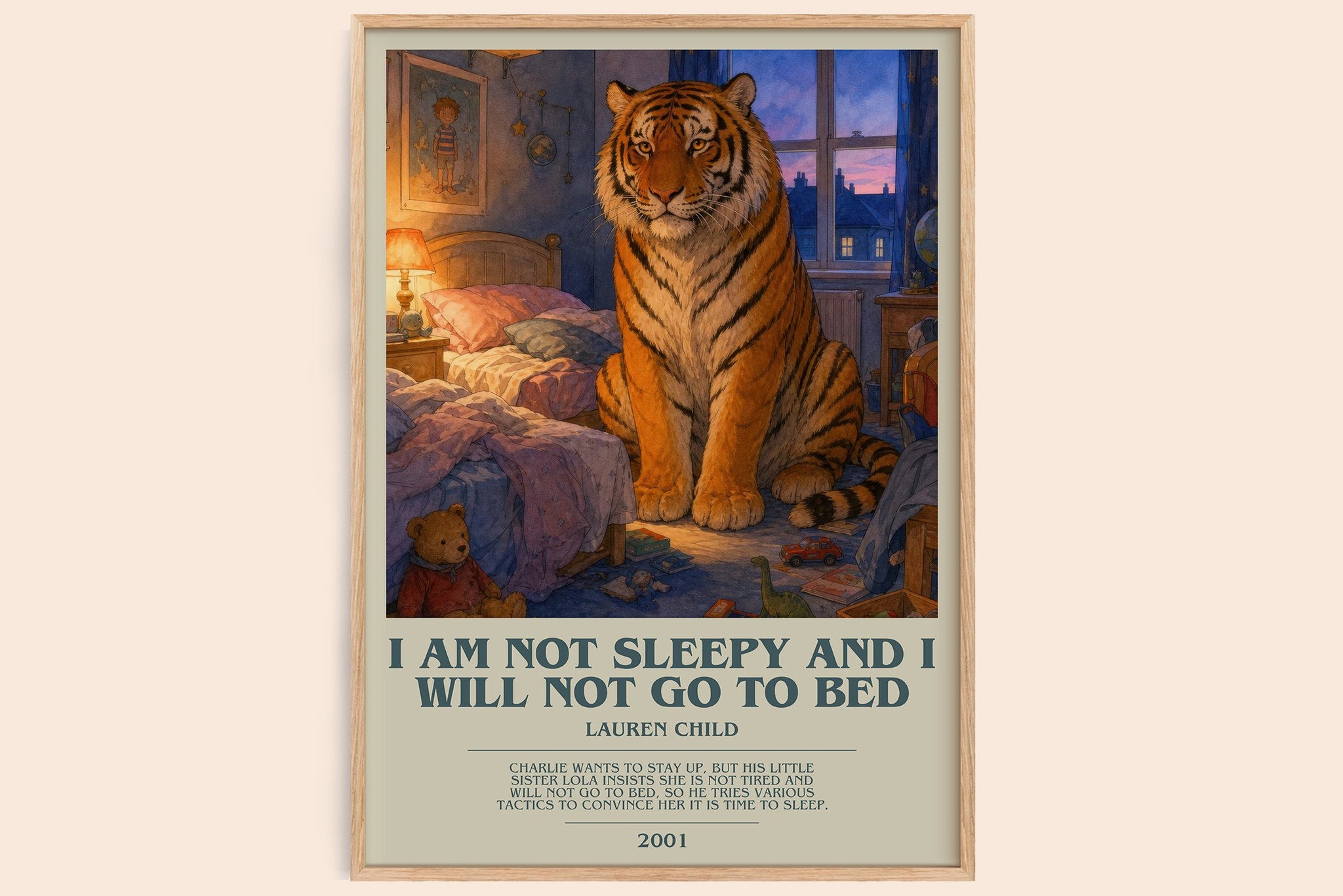 I Am Not Sleepy and I Will Not Go to Bed Bookish Wall Art by L. Child