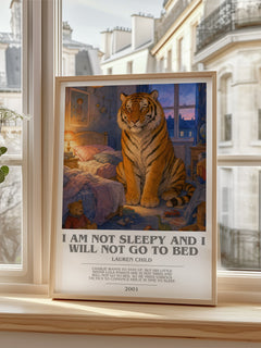 I Am Not Sleepy and I Will Not Go to Bed bookish poster colour and style options – Lauren Child book art