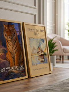 I Am Not Sleepy and I Will Not Go to Bed watercolour print framed by window – literary home decor