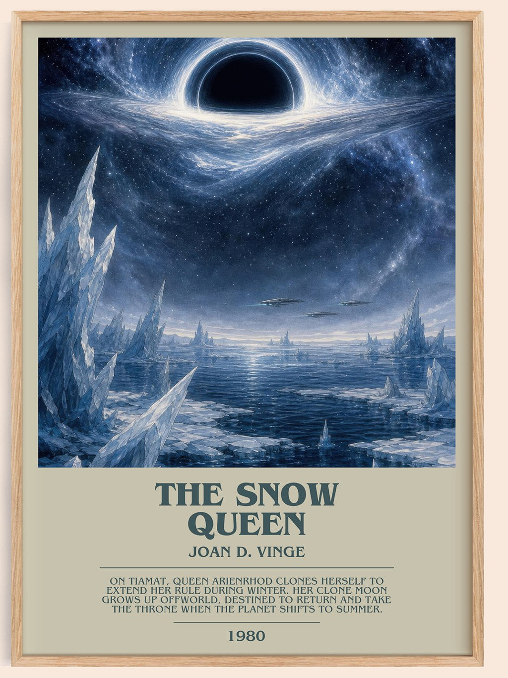 The Snow Queen bookish book poster by Joan D. Vinge – framed literary art print