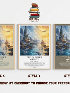 The Summer Queen bookish print in frame leaning in hallway – sci fi wall art