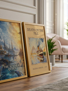 The Summer Queen watercolour print framed by window – literary home decor