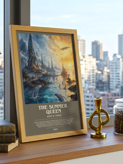 The Summer Queen bookish print framed by window – literary home decor