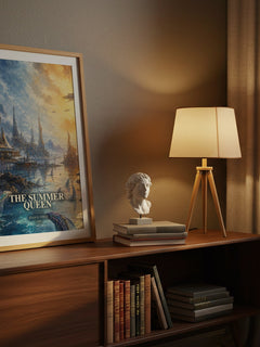 The Summer Queen watercolour print on bookshelf – Joan D. Vinge fan gift