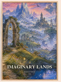 Imaginary Lands watercolour book poster by Joan D. Vinge – framed literary art print