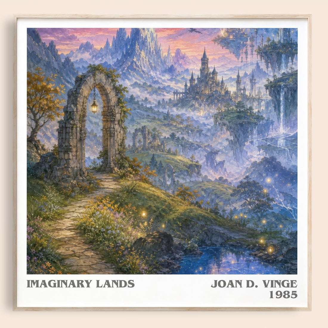 Imaginary Lands literary book poster by Joan D. Vinge – framed literary art print
