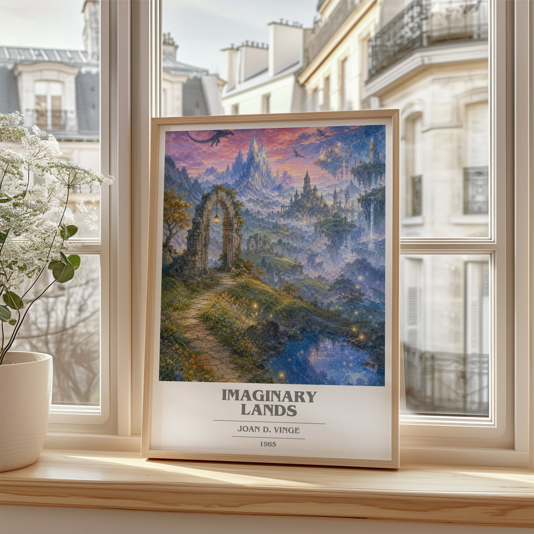 Imaginary Lands book cover poster colour and style options – Joan D. Vinge book art