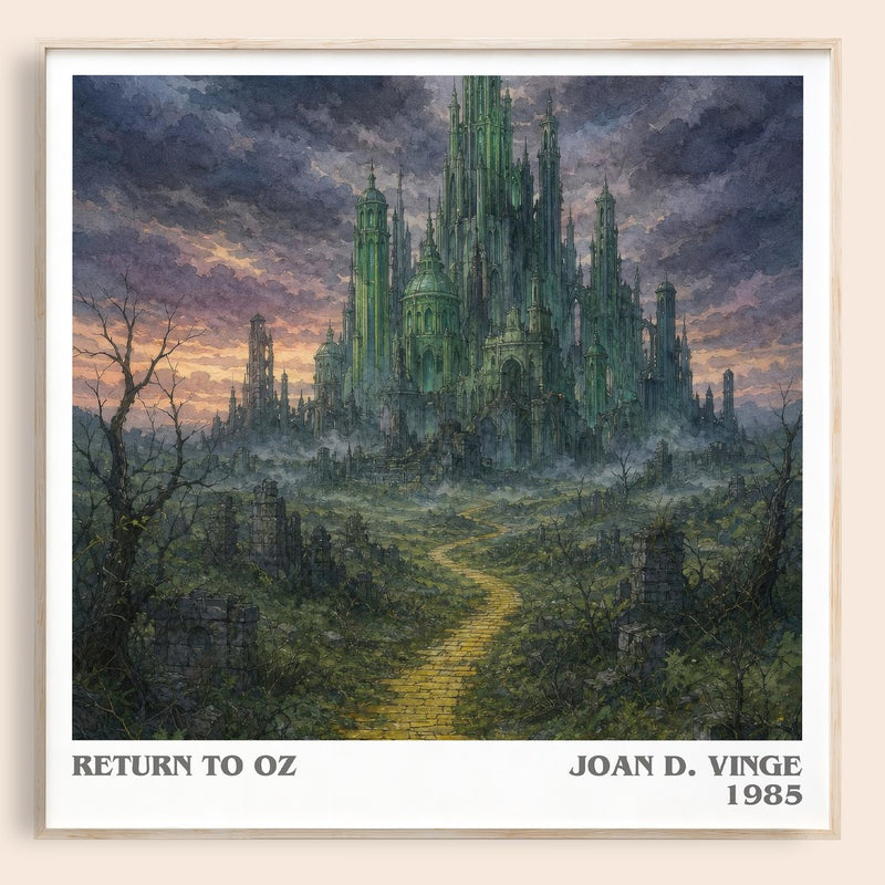 Return to Oz literary book poster by Joan D. Vinge – framed literary art print