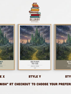 Return to Oz book cover print in frame leaning in hallway – fantasy wall art