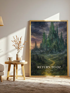 Return to Oz watercolour print in frame leaning in hallway – fantasy wall art