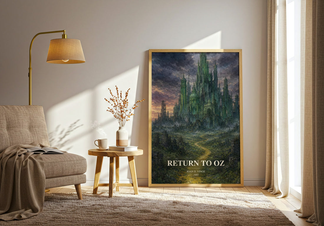 Return to Oz watercolour print in frame leaning in hallway – fantasy wall art