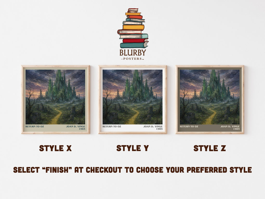Return to Oz literary print in frame leaning in hallway – fantasy wall art (mockup)