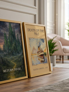 Return to Oz watercolour print framed by window – literary home decor