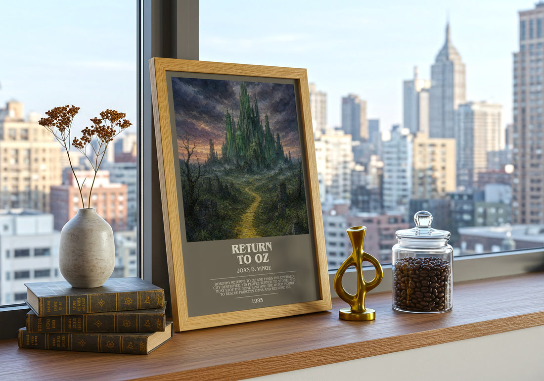 Return to Oz bookish print framed by window – literary home decor