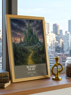 Return to Oz book cover print framed by window – literary home decor