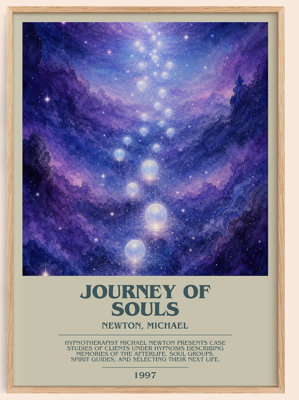 Journey of souls bookish book poster by Newton, Michael – framed literary art print