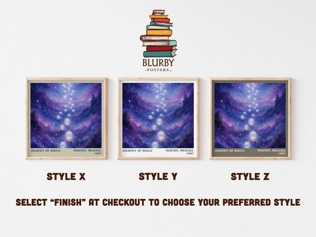 Journey of souls literary print in frame leaning in hallway – non fiction wall art (mockup)