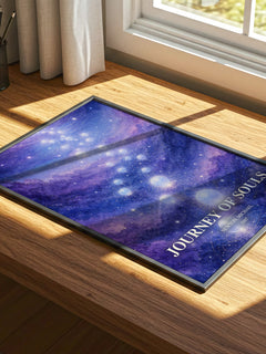 Journey of souls watercolour book poster framed on wall – non fiction wall art