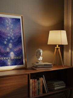 Journey of souls watercolour print on bookshelf – Newton, Michael fan gift