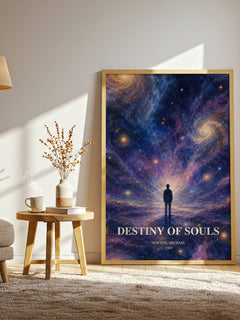 Destiny of souls watercolour print in frame leaning in hallway – non fiction wall art