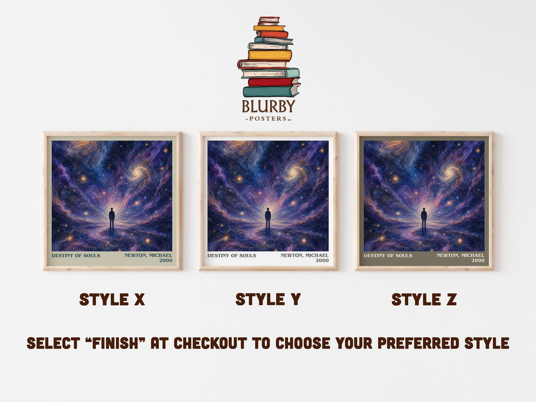 Destiny of souls literary print in frame leaning in hallway – non fiction wall art (mockup)