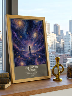 Destiny of souls book cover print framed by window – literary home decor