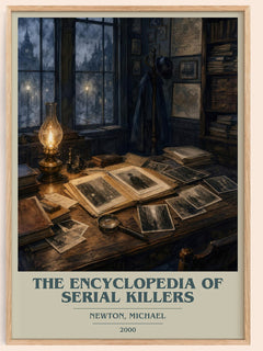The encyclopedia of serial killers book cover book poster by Newton, Michael – framed literary art print