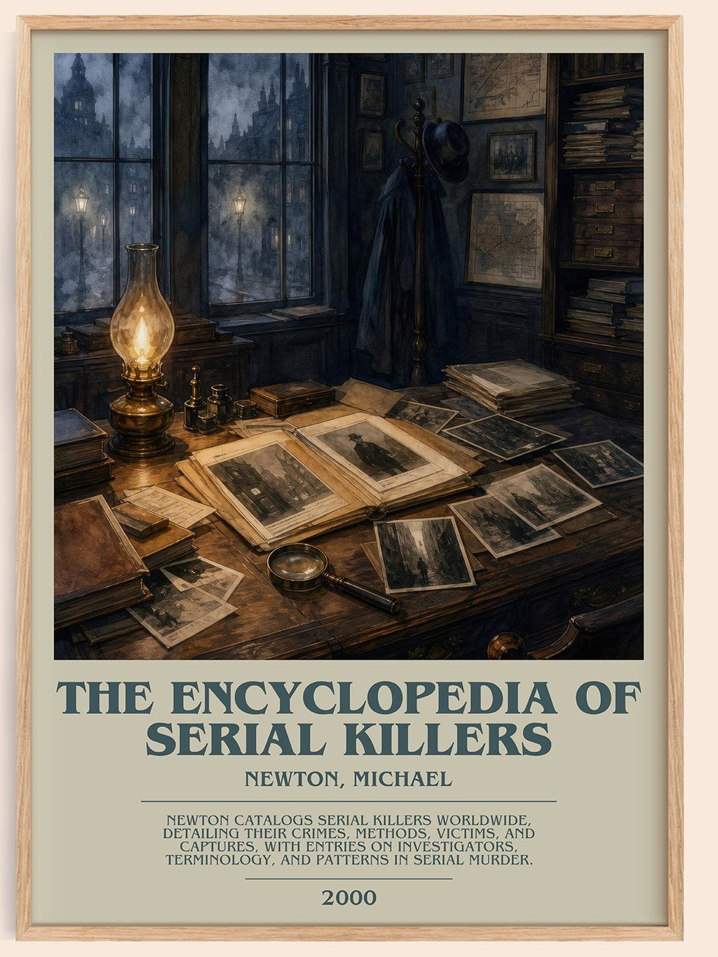 The encyclopedia of serial killers bookish book poster by Newton, Michael – framed literary art print