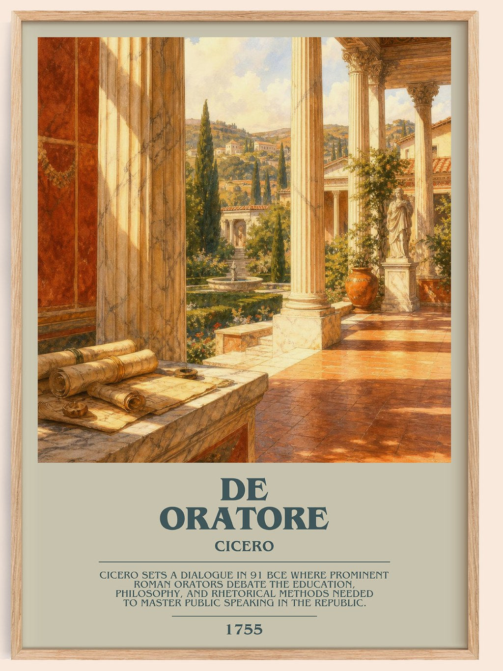 De oratore bookish book poster by Cicero – framed literary art print